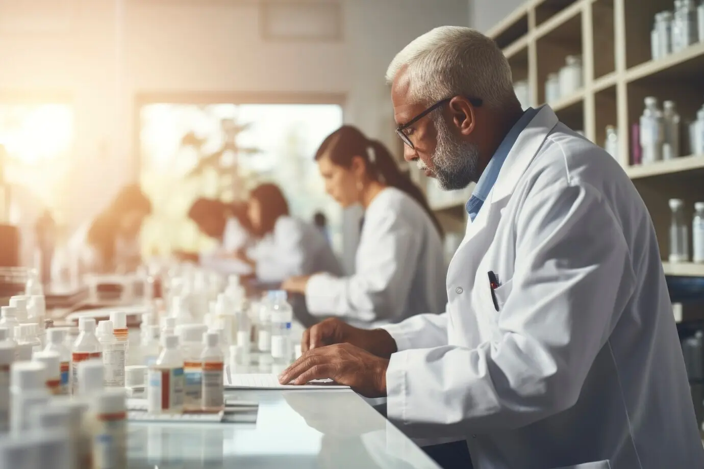 Празднование Дня фармацевта с участием мужчины-фармацевта